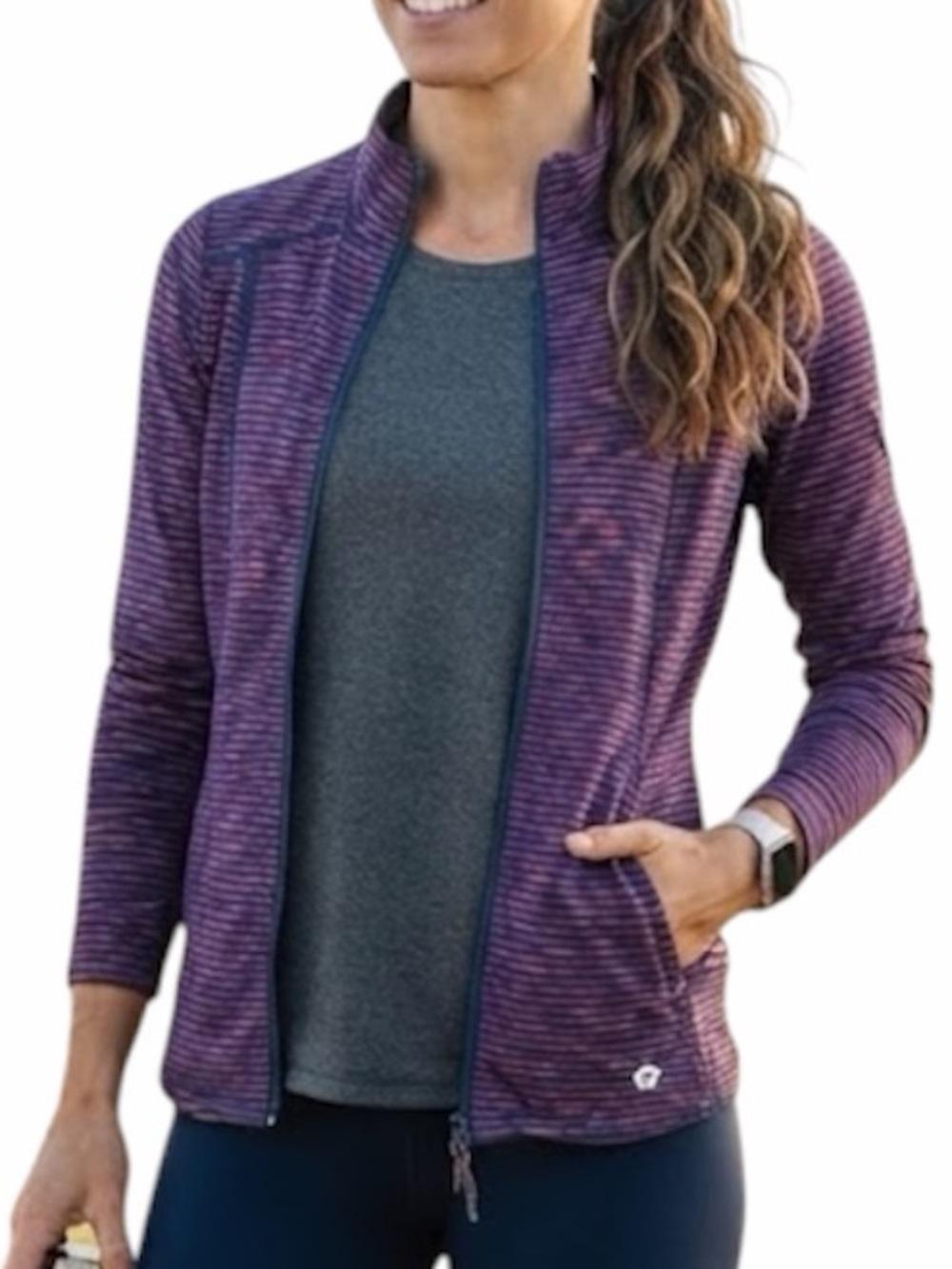 TUFF ATHLETICS Gorpcore Athleisure Stripe Zip Jacket With Long Sleeves Purple M